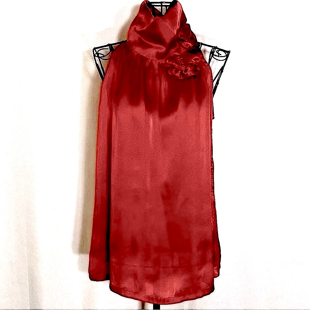 JOY JOY Silky Rosette Sleeveless Blouse